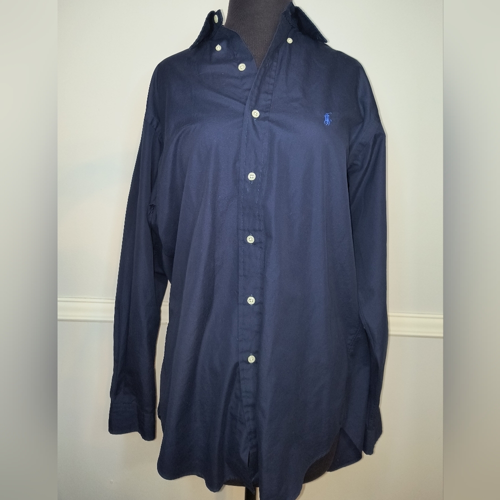 Ralph Lauren Blake Navy Blue Button Down Shirt Size Small